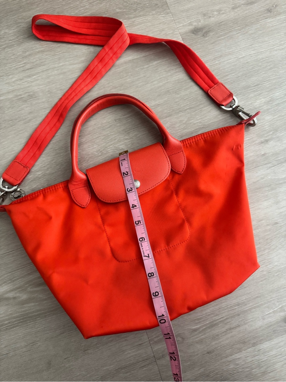 Longchamp red Le Pliage Modele Depose Small Tote with Adjustable Strap - Picture 7 of 14